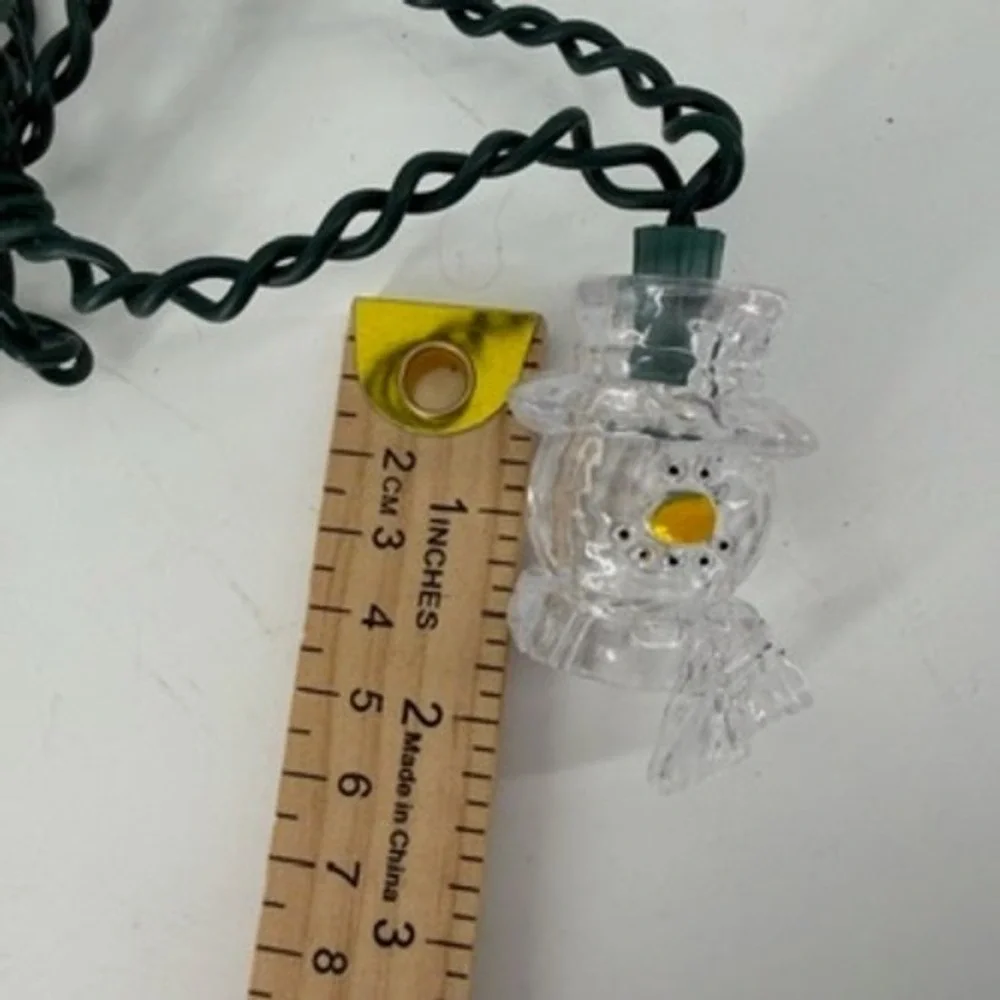 Vintage Style Clear Acrylic Snowman String Lights Christmas Holiday Decor 10ct